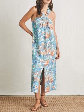 NEW FAHERTY | $198 Bay Twist Halter Summer Dress L/XL